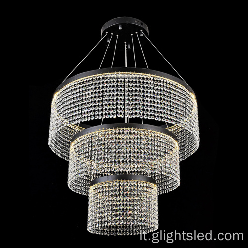 Lampadario di illuminazione a sospensione moderna in cristallo di lusso personalizzato